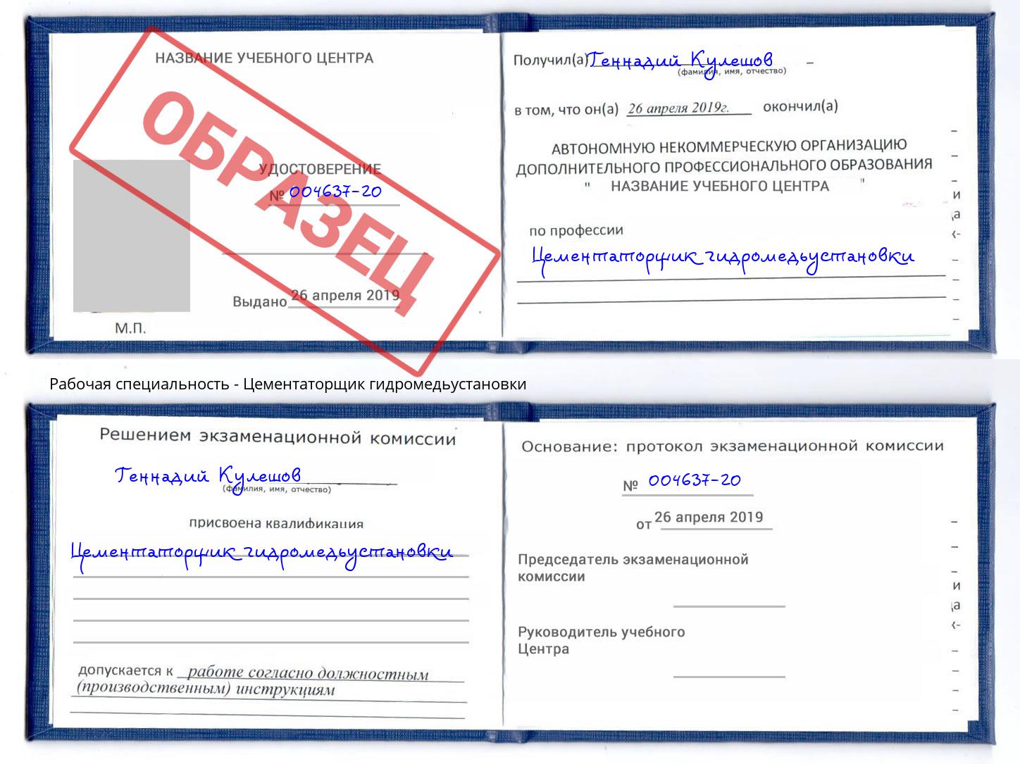 Цементаторщик гидромедьустановки Нововоронеж
