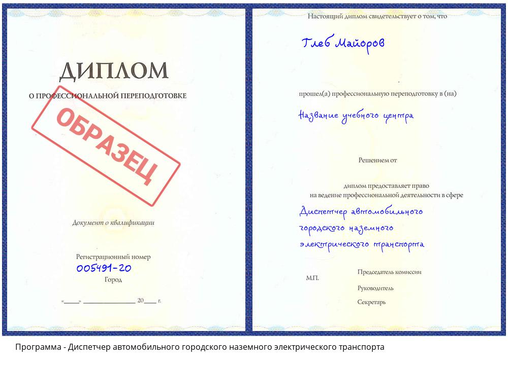 Диспетчер автомобильного городского наземного электрического транспорта Нововоронеж