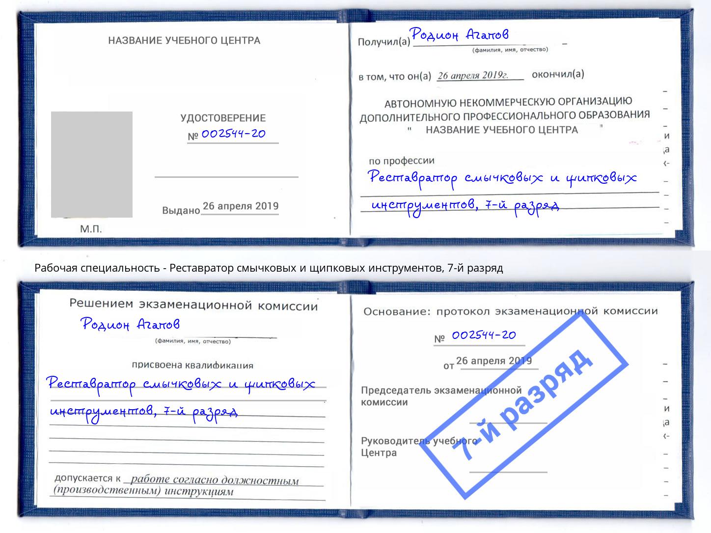 корочка 7-й разряд Реставратор смычковых и щипковых инструментов Нововоронеж